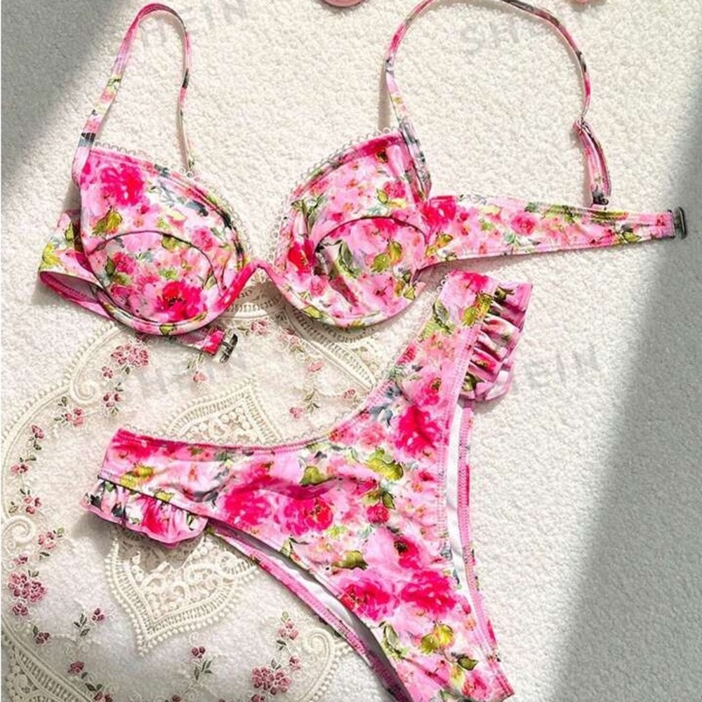 New Swim Women's Floral Printed Two-Piece Swimsuit Set Size XS